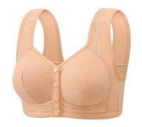 Generico Reggiseno Senza Ferretto Taglie Molto Forti Chiusura Anteriore Sollevamento Intenso Coppa Fissa Schienale Elegante Canotta Stile Funzionale Indumento Intimo Donna(Beige, 48)