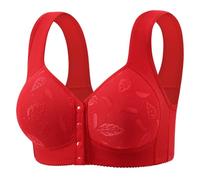 Generico Reggiseno Senza Ferretto Taglie Molto Forti con Chiusura Anteriore Sollevamento Morbido Coppa Fissa Schienale Elegante E Pratico Indumento Intimo Donna(Red, 36)