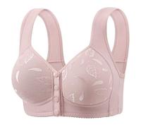 Generico Reggiseno Senza Ferretto Taglie Molto Forti con Chiusura Anteriore Sollevamento Morbido Coppa Fissa Schienale Elegante E Pratico Indumento Intimo Donna(Grey, 46)