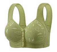 Generico Reggiseno Senza Ferretto Taglie Molto Forti con Chiusura Anteriore Sollevamento Morbido Coppa Fissa Schienale Elegante E Pratico Indumento Intimo Donna(Green, 38)