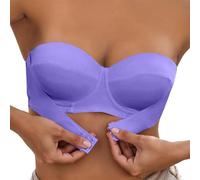 Generico Reggiseno Senza Spalline - Fascia Reggiseno Donna Women's Comfortable Wireless Front Closure Bra for Everyday Use with Design And Transparent Straps