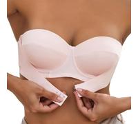 Generico Reggiseno Senza Spalline - Fascia Reggiseno Donna Women's Comfortable Wireless Front Closure Bra for Everyday Use with Design And Transparent Straps