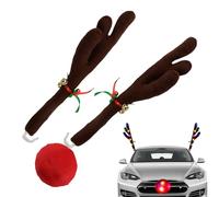 Generico Reindeer Car Decor With Jingle Bells | Cute LED Nose & Photo Props - Christmas Car Decoration For Home, Daily Travel, Autumn Bonfire, Halloween, Parties, Festivals, Apartments & Holiday Fun