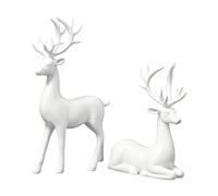 Generico Reindeer Figurines | 2 Pieces Christmas Deer Statue Decor | Desk Elk Sculpture | for Living Room Bedroom Holiday Winter Indoor Party Desktop Bookshelf Mantel Entryway Dining Table