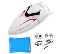 Generico Remote Control Boat, 2.4GHz Mini Speedboat Toy, Light-Up Stunt Submarine, Waterproof Floating Design, Rechargeable Motor System, Easy Remote Navigation, Pool, Bathtub, (White/Black)