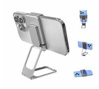 Generico Repertoireof/Statusun New Upgraded Back Clip Type 360°Folding Bracket, Metal Double Ring Back Clip Bracket, Sturdy Square Stand for Various SmartphonesBracket (Silver)