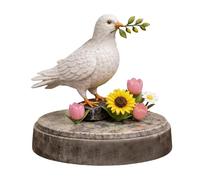 Generico Resin Bird Statue, 15cm Peace Tabletop Art Sculpture with Flower Design Ornament, for Home Decoration, Garden Display, Office Desk, Gift Giving
