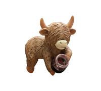 Generico Resin Cow Statue - Cute Drinking Cattle Figurine, Pot Hugger Ornament, Portable Outdoor Sculpture | Funny Farmhouse Decor For Yard Porch Balcony Home Garden Christmas Display