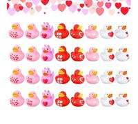 Genérico Resin Ducks, Miniature Valentine Ducks, Miniature Duck Small Duck Figurine, Children Bath Ducks, Miniature Valentine's Day Rubber Toy, 24X Party Favors Bathtub Bathing Toy Ducks