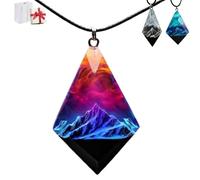 Generico Resin Necklace with Enchanting Landscape Inside, Handmade Luminous Snow Mountain Polar Lights Pendant Adornment, Nature Inspired Jewelry Gift for Men Women Hikers Outdoors Lovers