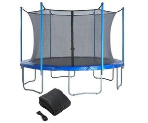 Generico Rete di Ricambio per Trampolino, Rete di Sicurezza per Trampolino con Cinghie Regolabili E Cerniere, Rete di Sicurezza da 6/8/10/12/14/15 Piedi per Trampolini Rotondi a 6 Pali(12ft)