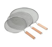 Generico Retina antispruzzo di Grasso for Padella, 3 Pezzi, 21/25,5/29 cm, con Manico in Legno