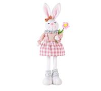 Generico Retractable Legs Standing Rabbit Stuffed - 16.1 to 21.6infarmhouse Handmade Doll, Stuffed Rabbit with Retractable Legs | Farmhouse Handmade Doll Hold Flowers & Carrot for Easter Holidays