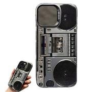 Generico Retro Boombox Cassette Player Pattern Phone Case,Vintage Cassette Tape Design Wear-Resistant Drop-Resistant Phone Case,for iPhone 17/16/15/14/13/12 Pro Max