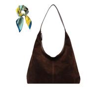 Generico Retro Faux Suede Hobo Bags,Women's Large Brown Slouchy Shoulder Purse,Trendy Fall Purses for Office/Travel/Work (Coffee)