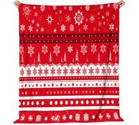 Generico Retro Fiocchi Di Neve Natalizi Strisce Stelle Coperta Di Flanella, Super Morbida Leggera Accogliente Decorativa - Rosso Coperte Per Letto Divano Viaggio Campeggio 220 x 240 cm