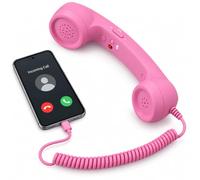 Generico Retro Phone Handset for Cell Phone, USB-C Wired Receiver with Mic | Classic receiver-style comfort with USB-C wired calling, built-in mic, speaker, volume controls, and a retro look(Pink)