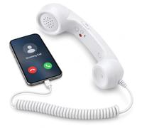 Generico Retro Phone Handset for Cell Phone, USB-C Wired Receiver with Mic | Classic receiver-style comfort with USB-C wired calling, built-in mic, speaker, volume controls, and a retro look(White)