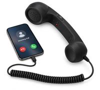 Generico Retro Phone Handset for Cell Phone, USB-C Wired Receiver with Mic | Classic receiver-style comfort with USB-C wired calling, built-in mic, speaker, volume controls, and a retro look(Black)