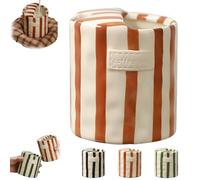 Generico Retro Striped Hand-Painted Ceramic Mark Hand-Held Cup, for Milk Coffee Juice Latte Hot Cold Drinks, Heat-Resistant Non-Slip Double-Enjoy Cup, Gift Drinkware (coffee)