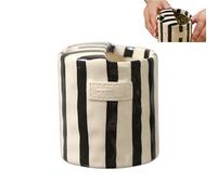 Generico Retro Striped Hand-Painted Ceramic Mark Hand-Held Cup, Heat-Resistant Non-Slip Double-Enjoy Cup, Hand-Painted Striped Art, for Milk Coffee Juice Latte Hot Cold Drinks (Black)