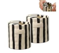Generico Retro Striped Hand-Painted Ceramic Mark Hand-Held Cup, Heat-Resistant Non-Slip Double-Enjoy Cup, Hand-Painted Striped Art, for Milk Coffee Juice Latte Hot Cold Drinks (Two Black)