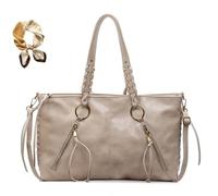 Generico Retro Tassels Weaving Tote Bag,Large Capacity PU Leather Shoulder Bag for Women,Trendy Casual Crossbody with Adjustable Strap