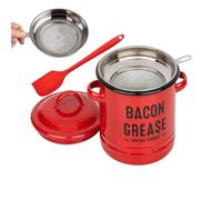 Generico Reusable Grease Organizer, Cooking Oil Jar, Container with Strainer Build, Grease Storage Jar, Bacon Container with Spatula Tool, Kitchen Accessory for Frying & Baking