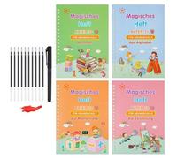 Generico Reusable Handwriting Book - German Writing Practice With Pen & Pencil Grip | Preschool Activity Book For Hand-Eye Coordination & Durability