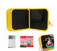 Generico Reusable Scribble Book - Erasable Sketchpad Set | 20x20cm Drawing Notebook with 12 Marker Pens, Laminated Wipe Clean Pages with Portable Design for Classroom Travel Activity