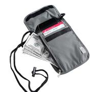 Generico RFID Phone Pouch | Waterproof Nylon Passport Holder with Anti-Magnetic Faraday Shielding, Blocking Travel Pouch for Credit Cards & Phones, Neck Strap for Men & Women