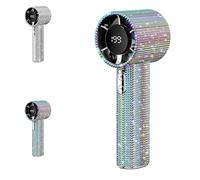 Generico Rhinestone Fan, Full Diamond Portable Handheld Turbo Fan, with Digital Display 1800 Mah Battery High Speed Silent Motor Advanced Waterproof and Dustproof (1Pcs*Colorful)