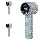 Generico Rhinestone Fan, Full Diamond Portable Handheld Turbo Fan, with Digital Display 1800 Mah Battery High Speed Silent Motor Advanced Waterproof and Dustproof (1Pcs*Colorful)