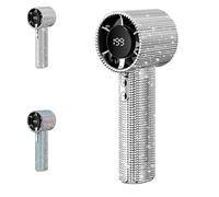 Generico Rhinestone Fan, Full Diamond Portable Handheld Turbo Fan, with Digital Display 1800 Mah Battery High Speed Silent Motor Advanced Waterproof and Dustproof (1Pcs*White)