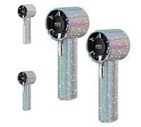 Generico Rhinestone Fan, Full Diamond Portable Handheld Turbo Fan, with Digital Display 1800 Mah Battery High Speed Silent Motor Advanced Waterproof and Dustproof (2Pcs*Colorful)