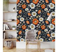 Generico Ricamo Fiori Carta da Parati da Attaccare e Staccare 45X200CM, 3D Stile Cinese Tessuti Non Tessuti Autoadesivo Wallpaper, Impermeabile Opaco Addensare Decorativi Carta Adesiva
