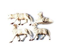 Generico ricevi 4 Pecore Lunghe 13 cm in PLASTICA per PASTORI 30 cm PRESEPE S. Gregorio ARMENO + 1 Portachiavi sheperds Crib