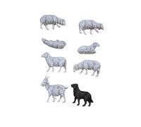 Generico ricevi 6 Pecore 1 Capra 1 Cane in PLASTICA Landi per PASTORI 10 cm PRESEPE S. Gregorio ARMENO ricevi Un Portachiavi Omaggio Gia