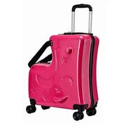 Generico Ride Suitcase - Digit Password Lock Suitcase con sedile | Cavaggio per bagagli per bambini, 20 pollici di votanti in silenzio, cinture di sicurezza, manubrio, pedali di 6-12 anni