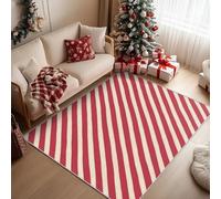 Generico Righe Rosso e Bianca Tappeto Salotto Pelo Corto Morbido 100x150cm, Tappeto Camera da Letto Bastoncini di Zucchero Natale, Tappeti Cucina Bambini Antiscivolo Lavabile in Lavatrice QAZ231
