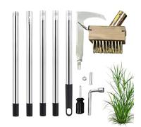 Generico Rimuovi - Set Spazzola Diserbo in Acciaio a Forma di L - Estirpatore con Manico Regolabile | per Giardino, Cortile, Prato, Terrazzo, Crepe, Pavimentazione, Sassi, Paesaggistica,