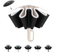 Generico Ring Bubble Umbrella, Ring Buckle Umbrella, Rings Buckle Umbrellas windproof with Reflective Safety Strip, Reverse Umbrellas Automatic Open and Close, for Travels, Daily Use (Beige)