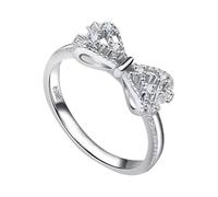 Generico Ring for Women | Rhinestone Bow Rings | Cute Rings | Womens Rings | Silver Cubic Zirconia Promise Rings | Stackable Bowknot Finger Rings Ring Jewelry Wedding Ring for Women