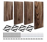 Generico Ripiani da Parete, 4 Pezzi In Legno Con Supporti Metallici, Scaffali A Parete Per Bagno Per Conservazione, Per Vasi Statuine Barattoli Bagno Cucina Camera Soggiorno Ufficio Corridoio Angolo