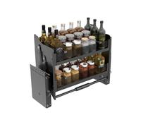 Generico Ripiano Estraibile A 2 Livelli,Ripiano Estraibile Regolabile In Lega Di Alluminio,Ripiano Scorrevole Montato A Parete,Capacità Di Carico Massima Di 15 Kg,per Piatti E Bottiglie(750 cabinet)