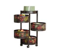 Generico Ripiano Girevole For Frutta E Verdura, Cestello Girevole, Mensola Da Bagno Con 4 Ruote, Il Cestino È Rimovibile For Una Facile Pulizia(Black,4 tiers)