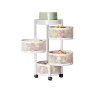 Generico Ripiano Girevole For Frutta E Verdura, Cestello Girevole, Mensola Da Bagno Con 4 Ruote, Il Cestino È Rimovibile For Una Facile Pulizia(White,4 tiers)