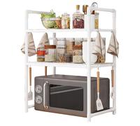 Generico Ripiano Per Microonde | Gancio Portaforno Con Ganci Multiuso,Ripiano Ampliabile per Spezie a Doppio Strato con Supporto per Macchina del Pane, Ideale per Casa Cucina Garage Bagno Dispensa