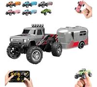 Generico Riprush Mini Monster 1/64, Off-Road LED Alloy Racer, with LED Lights, 3-Speed Modes, 2.4GHz Racing System, for Ages 14+ Hobbyists and Collectors (Grey)