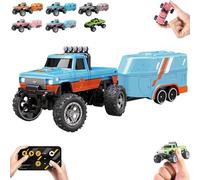 Generico Riprush Mini Monster 1/64, Off-Road LED Alloy Racer, with LED Lights, 3-Speed Modes, 2.4GHz Racing System, for Ages 14+ Hobbyists and Collectors (Blue Orange)